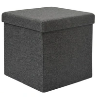 DuneDesign Faltbarer Sitzhocker 38cm Fußhocker Polsterhocker mit ca 42L Stauraum Sitzwürfel Sitzkasten Ottomane Leinen Dunkelgrau DuneDesign Faltbarer Sitzhocker 38cm Fußhocker Polsterhocker mit ca 42L Stauraum Sitzwürfel Sitzkasten Ottomane Leinen Dunkelgrau