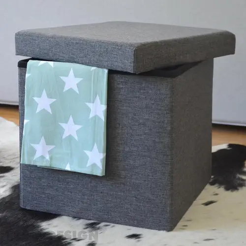 DuneDesign Faltbarer Sitzhocker 38cm Fußhocker Polsterhocker mit ca 42L Stauraum Sitzwürfel Sitzkasten Ottomane Leinen Dunkelgrau DuneDesign Faltbarer Sitzhocker 38cm Fußhocker Polsterhocker mit ca 42L Stauraum Sitzwürfel Sitzkasten Ottomane Leinen Dunkelgrau