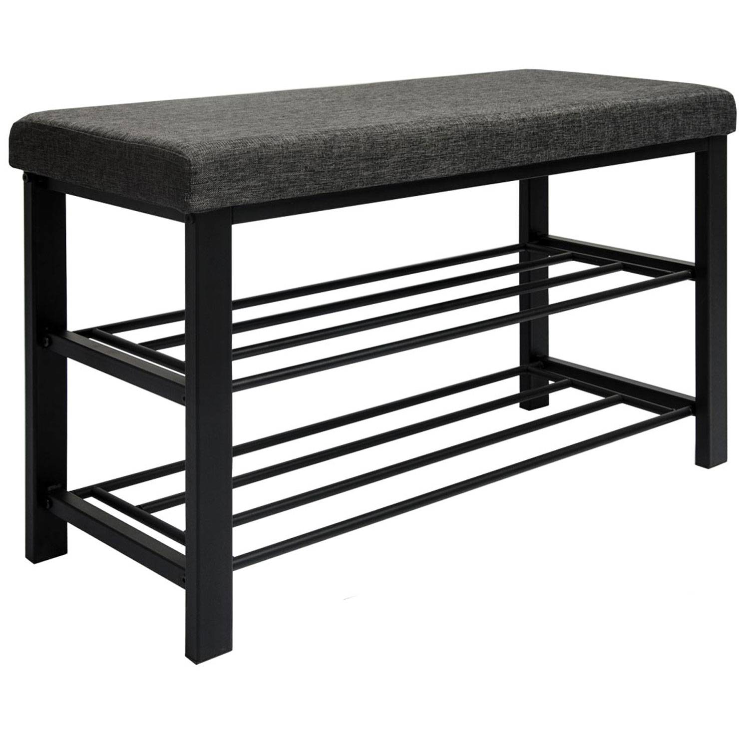 Schuhbank mit Polster - 81x32x50 Schuhregal mit Sitzfläche - Garderobenbank Flur