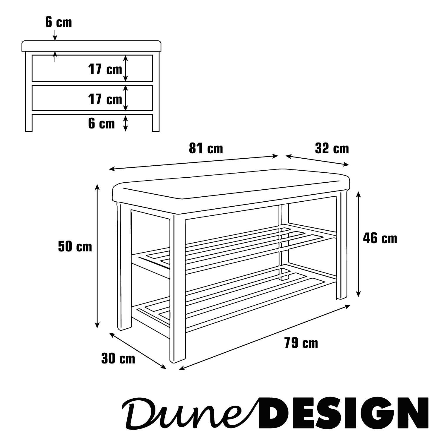 Schuhbank mit Polster - 81x32x50 Sitzbank mit Schuhregal und Aufbewahrungsboxen