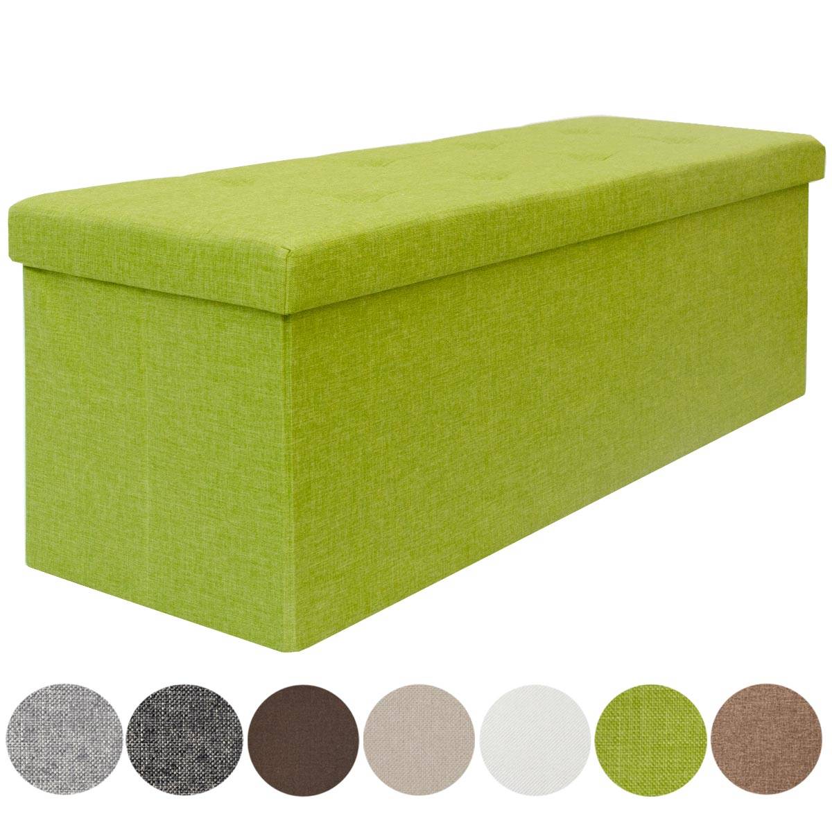 Faltbare Sitzbank 110x38x38cm Sitztruhe inkl. 2 Trennwände 120L Polsterbank Grün