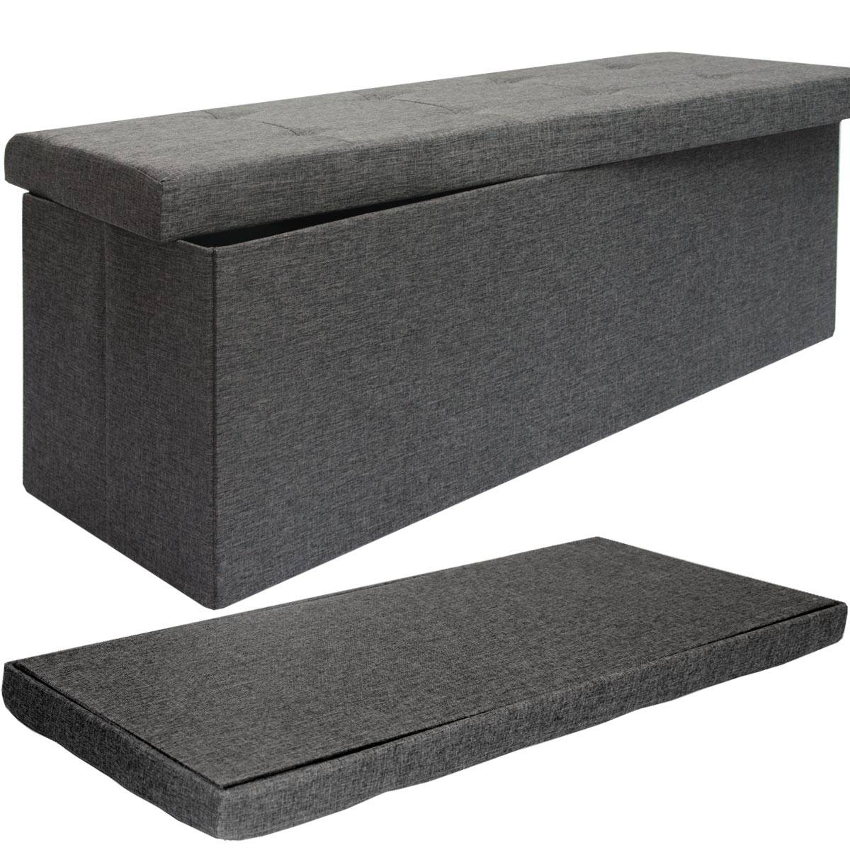Faltbare Sitzbank 110x38x38cm Sitztruhe inkl. 2 Trennwände 120L Polsterbank Grau