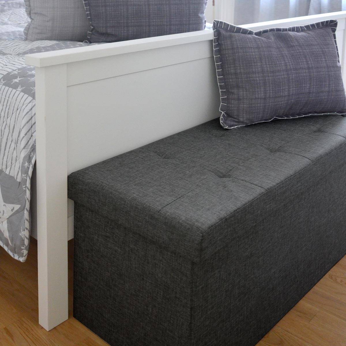 Faltbare Sitzbank 110x38x38cm Sitztruhe inkl. 2 Trennwände 120L Polsterbank Grau