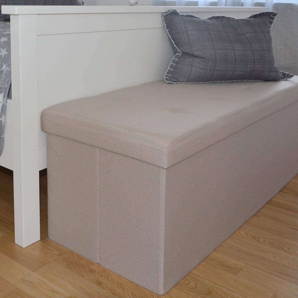 Sitzbank Faltbar 110x38x38cm Sitztruhe inkl. 2 Trennwände 120L Polsterbank Beige