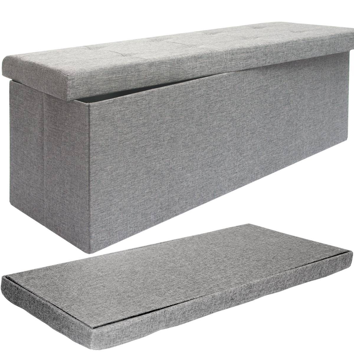 Faltbare Sitzbank 110x38x38cm Sitztruhe inkl. 2 Trennwände 120L Polsterbank Grau