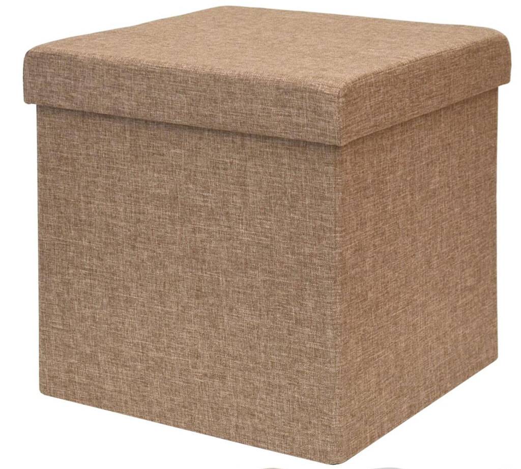 Faltbarer Sitzhocker 38cm Fußhocker Polsterhocker 42L Sitzwürfel Hellbraun