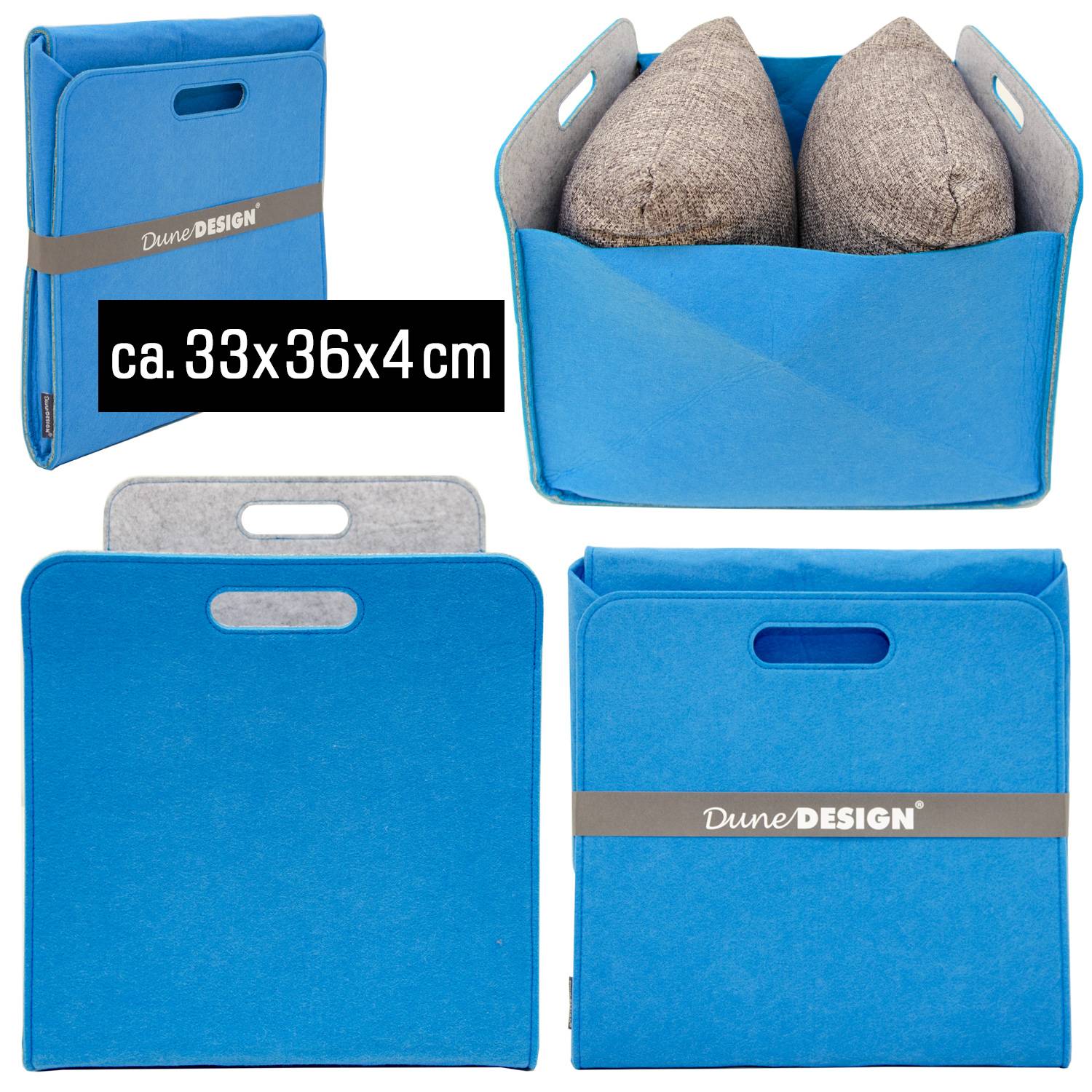 4er Set Filz Aufbewahrungsbox 33x33x38cm Kallax Filzkorb Regal Filzbox Blau Grün