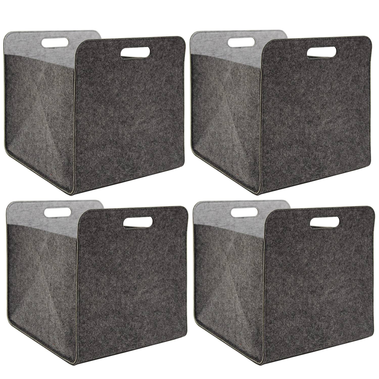 4er Set Filz Aufbewahrungsbox 33x33x38 cm Kallax Filzkorb Regal Einsatz Box Grau