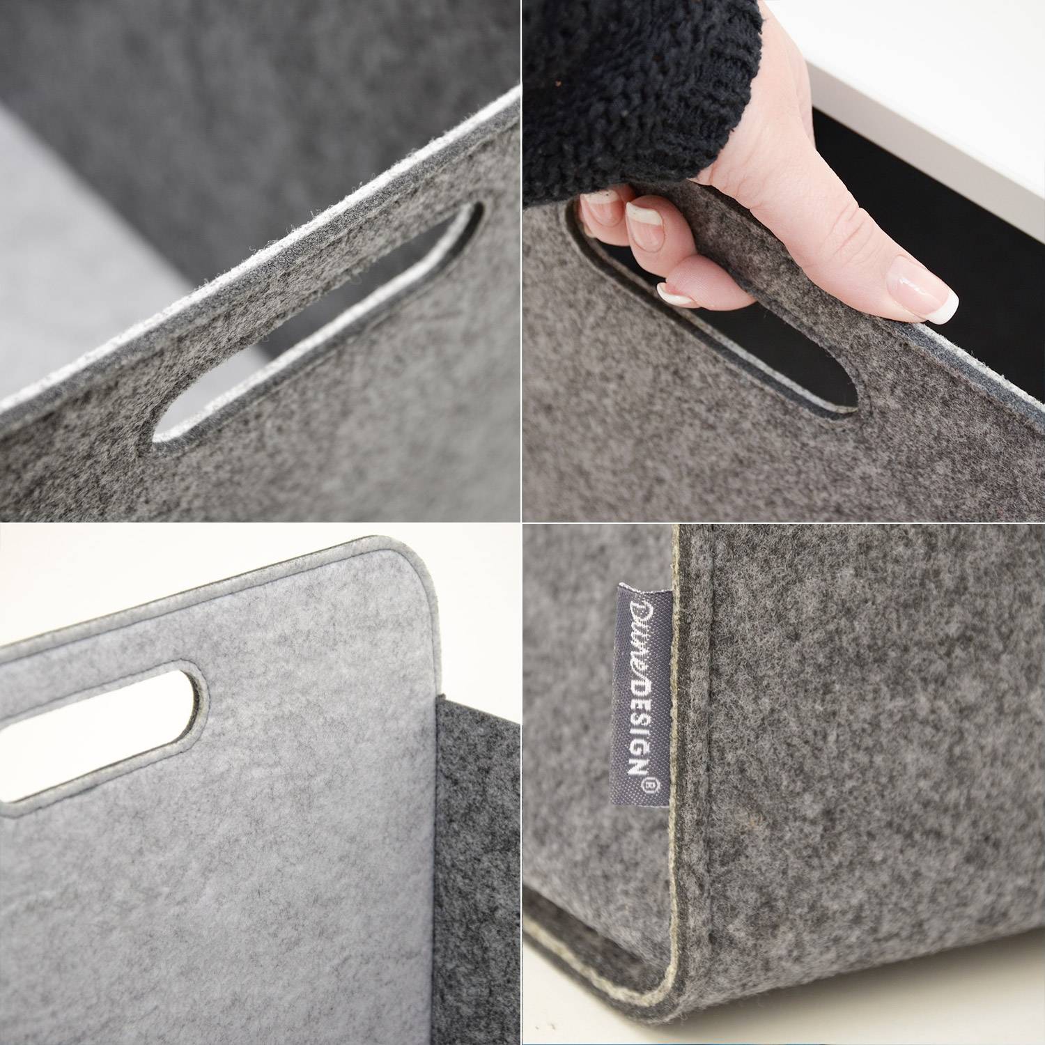 4er Set Filz Aufbewahrungsbox 33x33x38 cm Kallax Filzkorb Regal Einsatz Box Grau