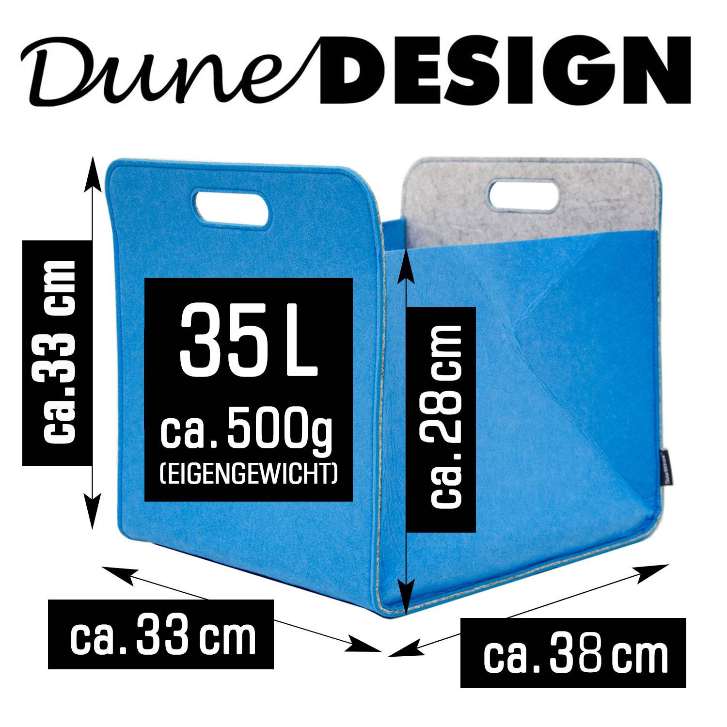 Filz Aufbewahrungsbox 33x33x38 cm Kallax Filzkorb Regal Einsatz Box Filzbox Blau