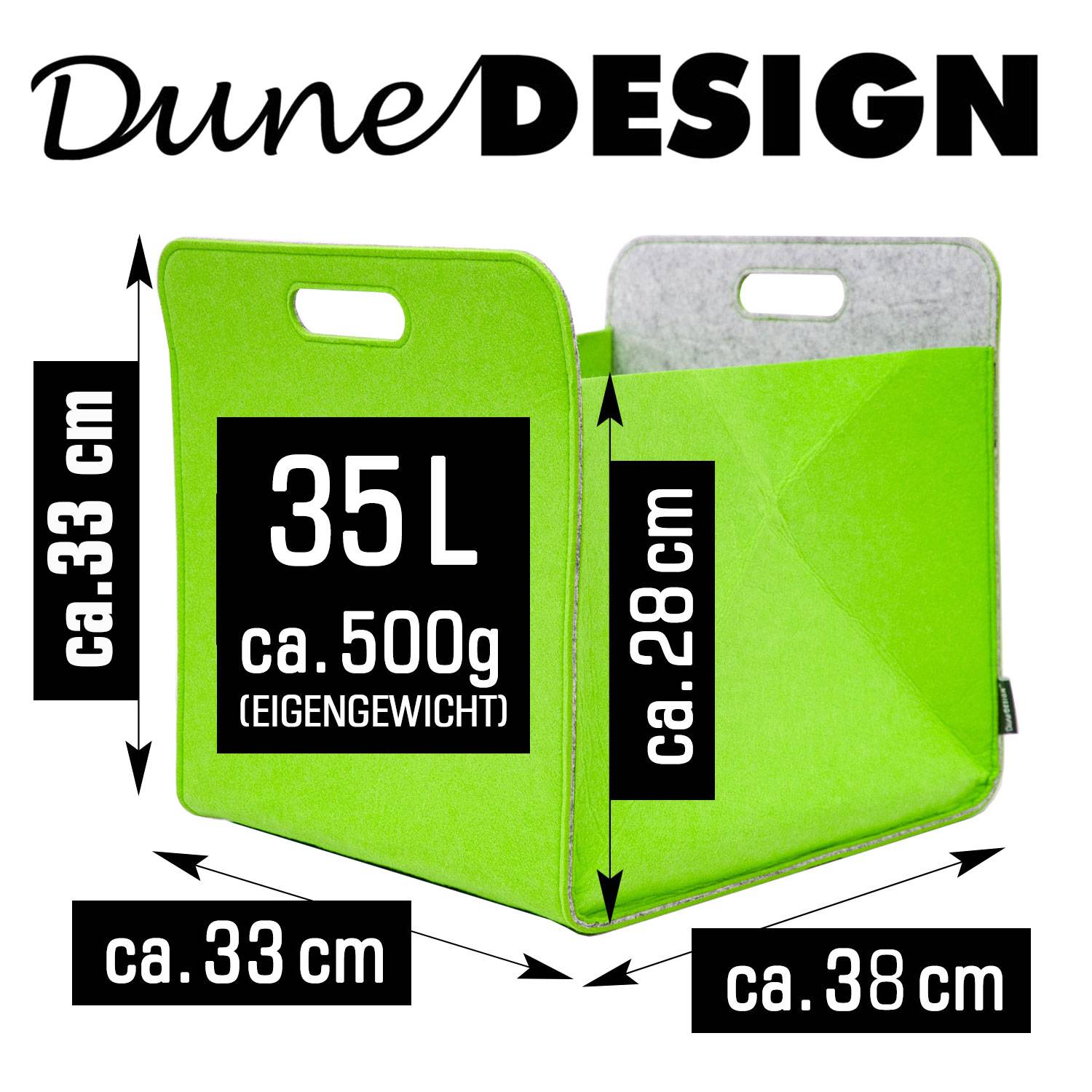 Filz Aufbewahrungsbox 33x33x38 cm Kallax Filzkorb Regal Einsatz Box Filzbox Grün