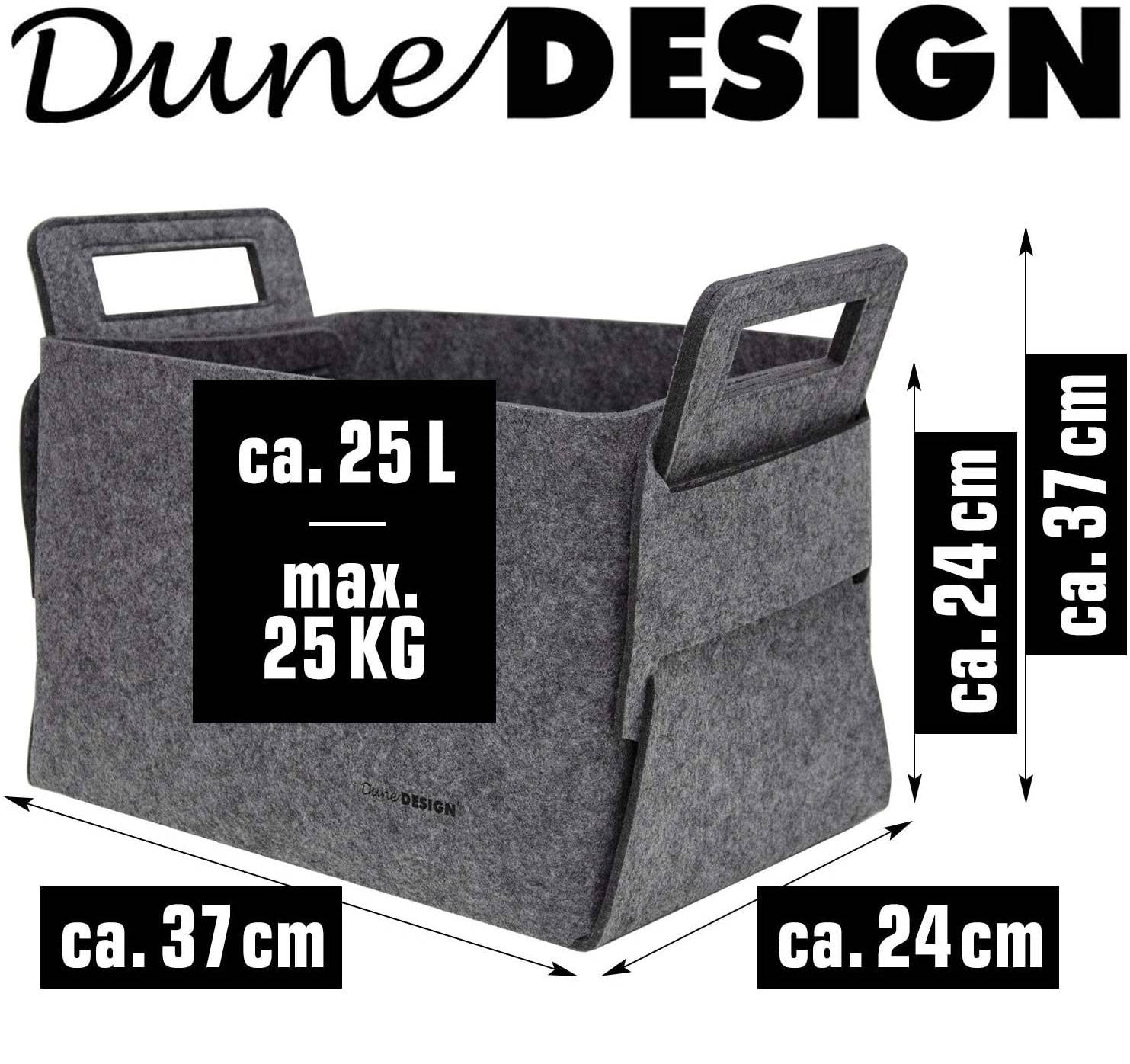 25L Filz Aufbewahrungskorb 37x24x37 cm Holz Kaminholzkorb Filzkorb Holzkorb Grau