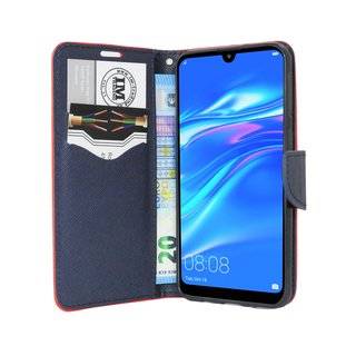 Buch Tasche "Fancy" kompatibel mit HUAWEI Y6s Handy Hülle Etui Brieftasche Schutzhülle mit Standfunktion, Kartenfach Rot-Blau