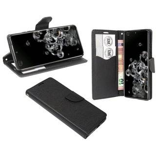 Buch Tasche "Fancy" kompatibel mit SAMSUNG GALAXY S20 ULTRA (G988B) Handy Hülle Etui Brieftasche Schutzhülle mit Standfunktion, Kartenfach Schwarz