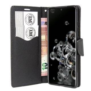 Buch Tasche "Fancy" kompatibel mit SAMSUNG GALAXY S20 ULTRA (G988B) Handy Hülle Etui Brieftasche Schutzhülle mit Standfunktion, Kartenfach Schwarz