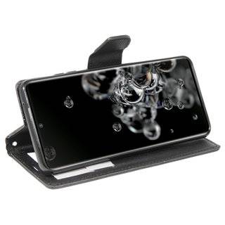 Buch Tasche "Fancy" kompatibel mit SAMSUNG GALAXY S20 ULTRA (G988B) Handy Hülle Etui Brieftasche Schutzhülle mit Standfunktion, Kartenfach Schwarz