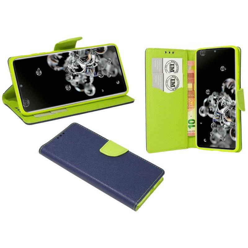 Buch Tasche Fancy für SAMSUNG GALAXY S20 ULTRA G988B Handy Hülle Etui Brieftasche Schutzhülle mit Standfunktion, Kartenfach Blau-Grün