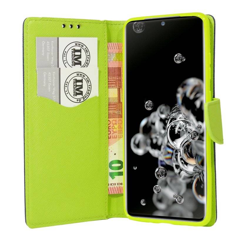 Buch Tasche Fancy für SAMSUNG GALAXY S20 ULTRA G988B Handy Hülle Etui Brieftasche Schutzhülle mit Standfunktion, Kartenfach Blau-Grün