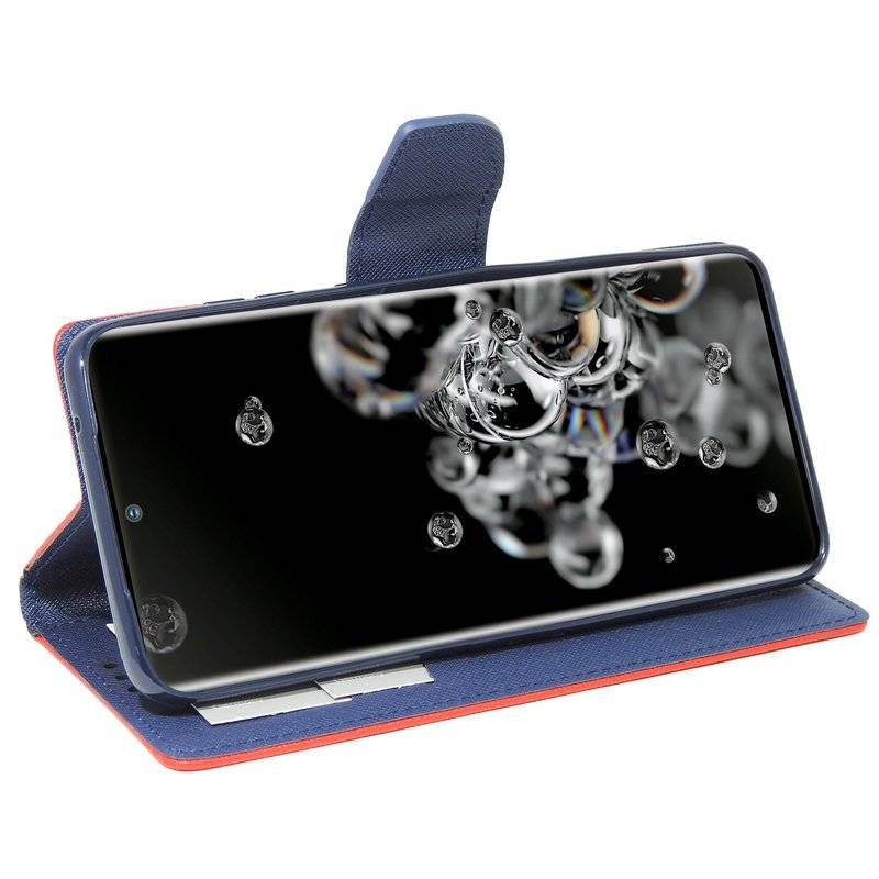 Buch Tasche Fancy für SAMSUNG GALAXY S20 ULTRA G988B Handy Hülle Etui Brieftasche Schutzhülle mit Standfunktion, Kartenfach Rot-Blau