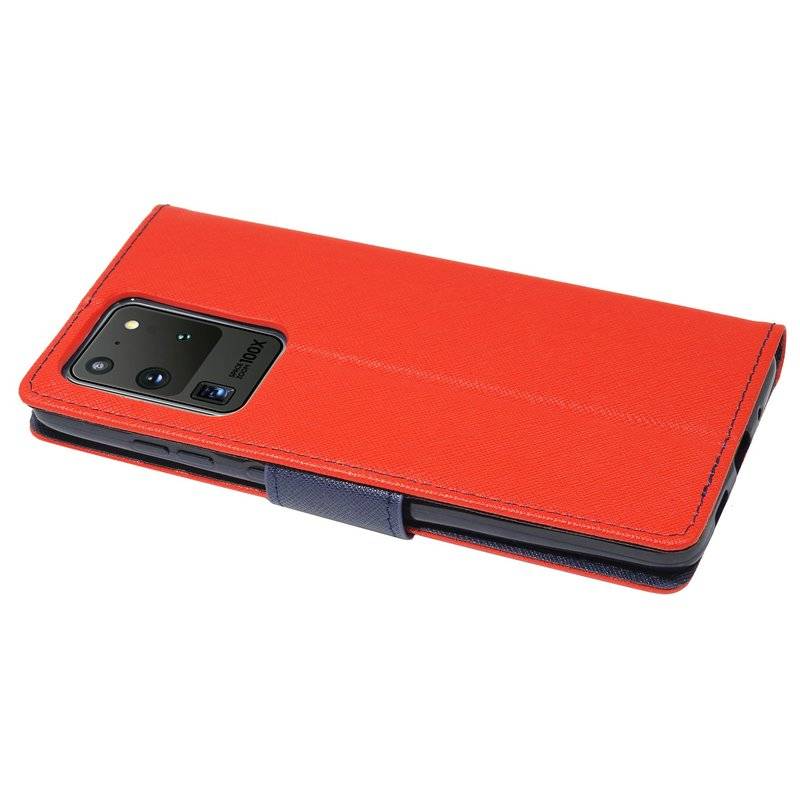 Buch Tasche Fancy für SAMSUNG GALAXY S20 ULTRA G988B Handy Hülle Etui Brieftasche Schutzhülle mit Standfunktion, Kartenfach Rot-Blau
