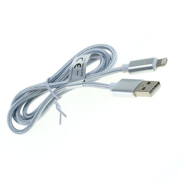 OTB Datenkabel 2in1 - iPhone / Micro-USB - Nylonmantel - 1,0m - silber