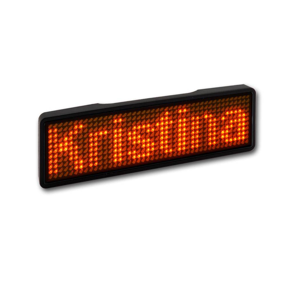 LED Name Tag, 11x44 Pixel, USB-C - Rahmen: schwarz - LED: orange