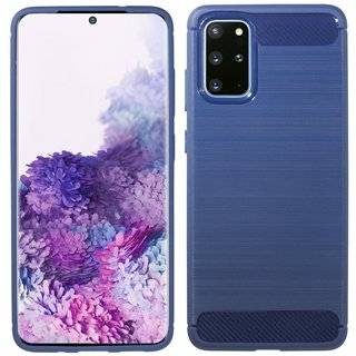 cofi1453® Silikon Hülle Bumper Carbon kompatibel mit SAMSUNG GALAXY S20+ (G985F) Case TPU Soft Handyhülle Cover Schutzhülle Blau