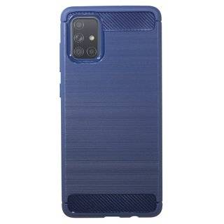 cofi1453® Silikon Hülle Bumper Carbon kompatibel mit SAMSUNG GALAXY A71 A715F Case TPU Soft Handyhülle Cover Schutzhülle in Blau