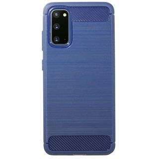 cofi1453® Silikon Hülle Bumper Carbon kompatibel mit SAMSUNG GALAXY S20 (G980F) Case TPU Soft Handyhülle Cover Schutzhülle in Blau