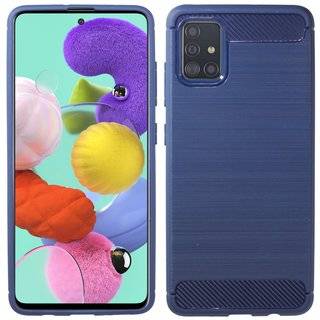 cofi1453® Silikon Hülle Bumper Carbon kompatibel mit SAMSUNG GALAXY A51 A515F Case TPU Soft Handyhülle Cover Schutzhülle Blau