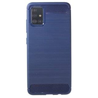 cofi1453® Silikon Hülle Bumper Carbon kompatibel mit SAMSUNG GALAXY A51 A515F Case TPU Soft Handyhülle Cover Schutzhülle Blau