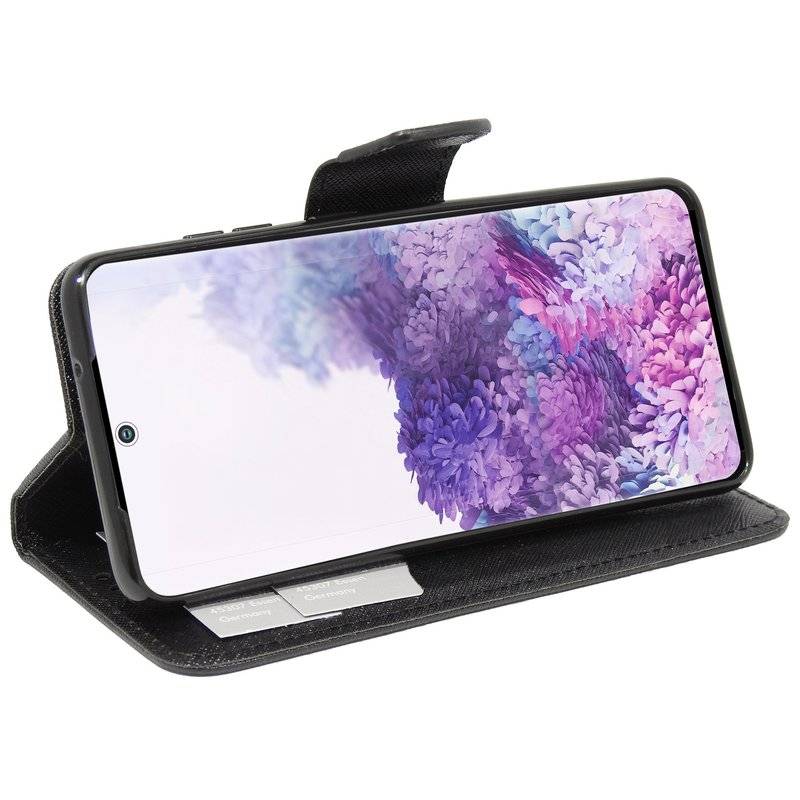 Buch Tasche Fancy für SAMSUNG GALAXY S20+ G985F Handy Hülle Etui Brieftasche Schutzhülle mit Standfunktion, Kartenfach Schwarz