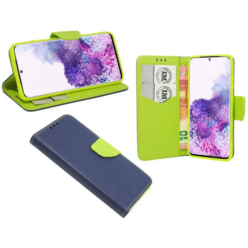 Buch Tasche Fancy für SAMSUNG GALAXY S20+ G985F Handy Hülle Etui Brieftasche Schutzhülle mit Standfunktion, Kartenfach Blau-Grün