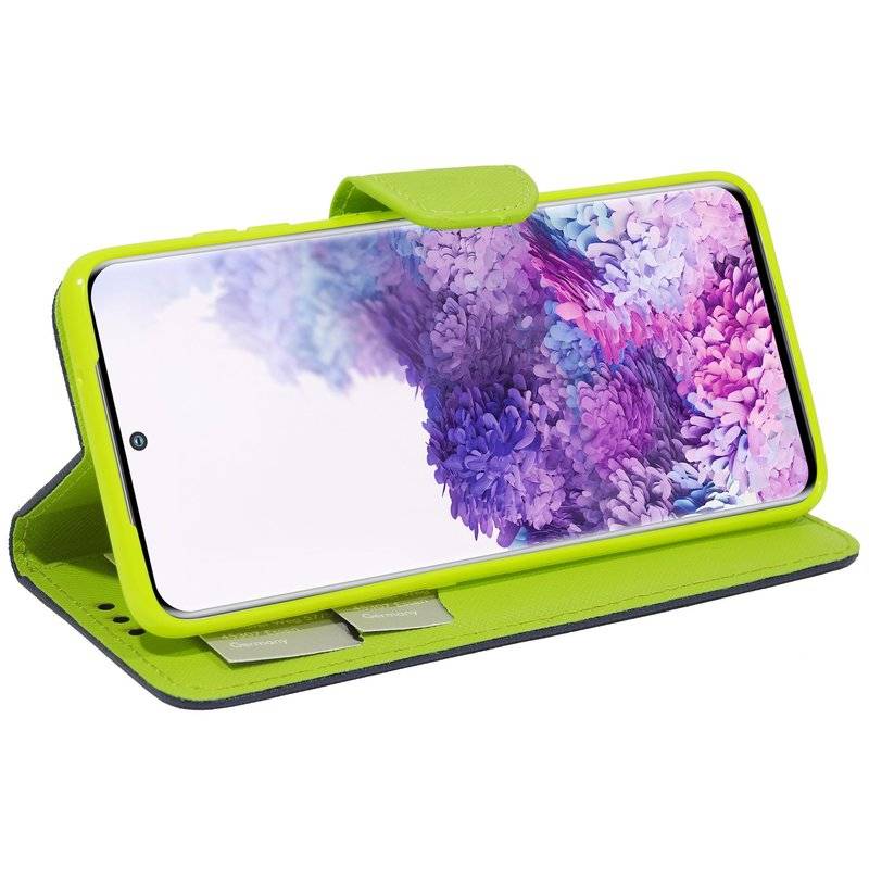 Buch Tasche Fancy für SAMSUNG GALAXY S20+ G985F Handy Hülle Etui Brieftasche Schutzhülle mit Standfunktion, Kartenfach Blau-Grün