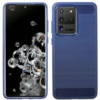 cofi1453® Silikon Hülle Bumper Carbon kompatibel mit SAMSUNG GALAXY S20 ULTRA (G988B) Case TPU Soft Handyhülle Cover Schutzhülle in Blau