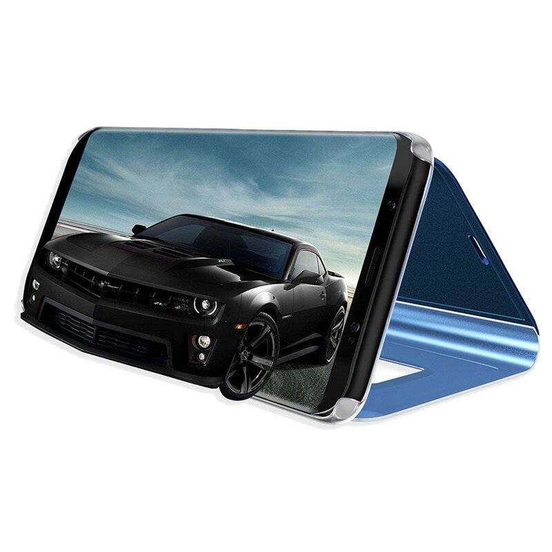 Smart View Spiegel Mirror Smart Cover Schale Etui für Samsung Galaxy S10 Lite G770F Schutzhülle Tasche Case Schutz Clear Blau