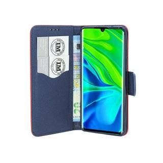 cofi1453® Buch Tasche "Fancy" kompatibel mit XIAOMI MI NOTE 10 PRO Handy Hülle Etui Brieftasche Schutzhülle mit Standfunktion, Kartenfach Rot-Blau