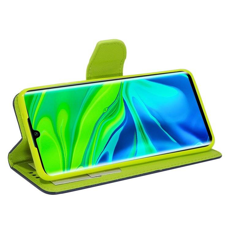 Buch Tasche Fancy für XIAOMI MI NOTE 10 PRO Handy Hülle Etui Brieftasche Schutzhülle mit Standfunktion, Kartenfach Blau-Grün