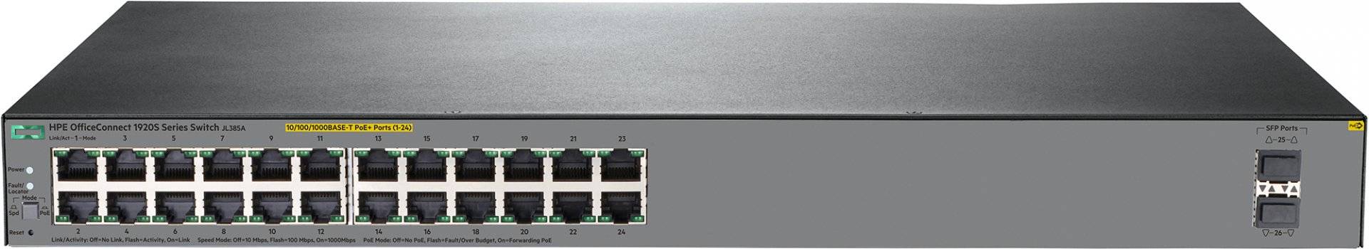 HPE OfficeConnect 1920S 24G 2SFP PoE+ 370W - Switch - L3 - managed - 24 x 10/100/1000 (PoE+)
