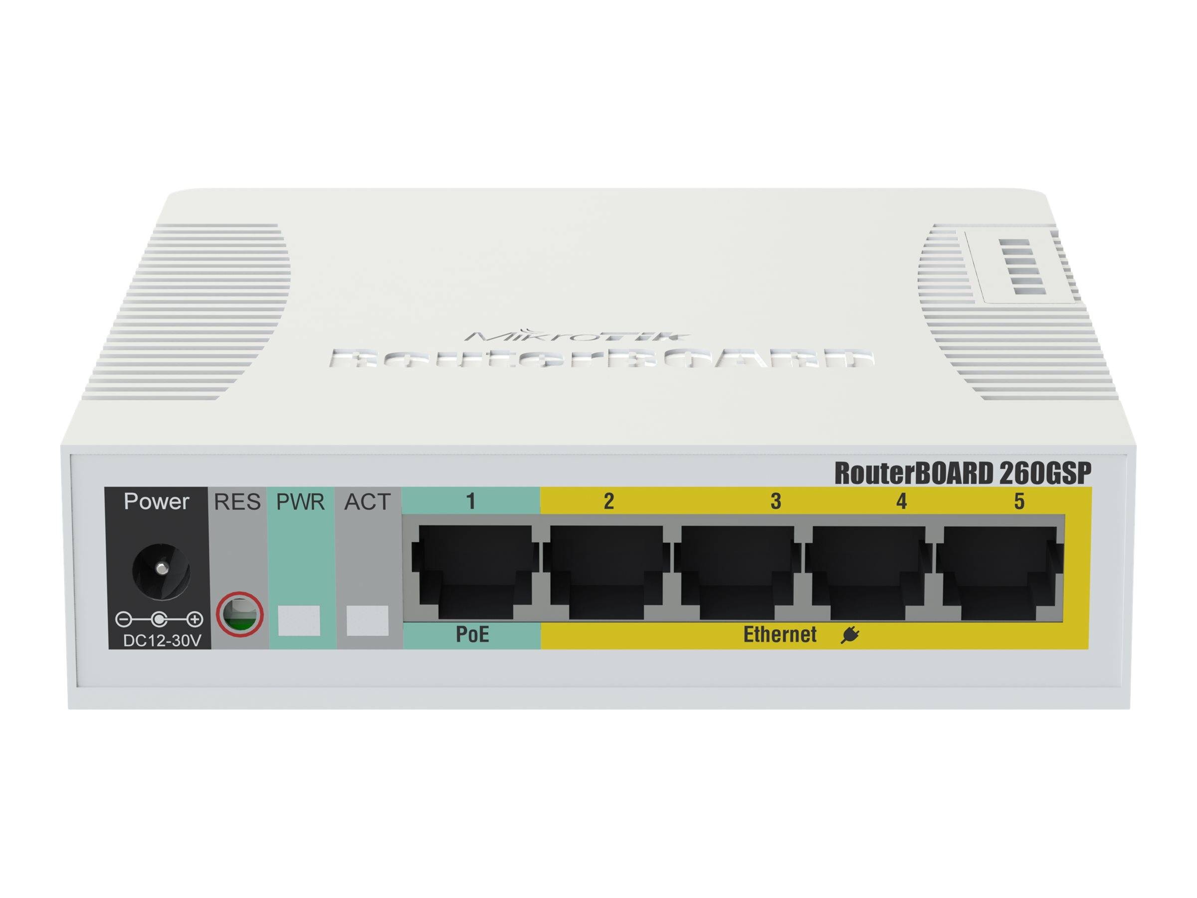 MikroTik RouterBOARD RB260GSP - Switch - managed - 5 x 10/100/1000 (4 PoE) - + 1