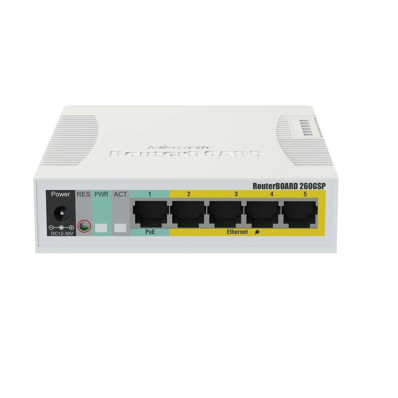 MikroTik RouterBOARD RB260GSP - Switch - managed - 5 x 10/100/1000 (4 PoE) - + 1