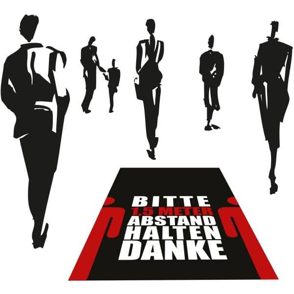 Designmatte Eazycare 'Abstand halten' 90x150cm Design 1