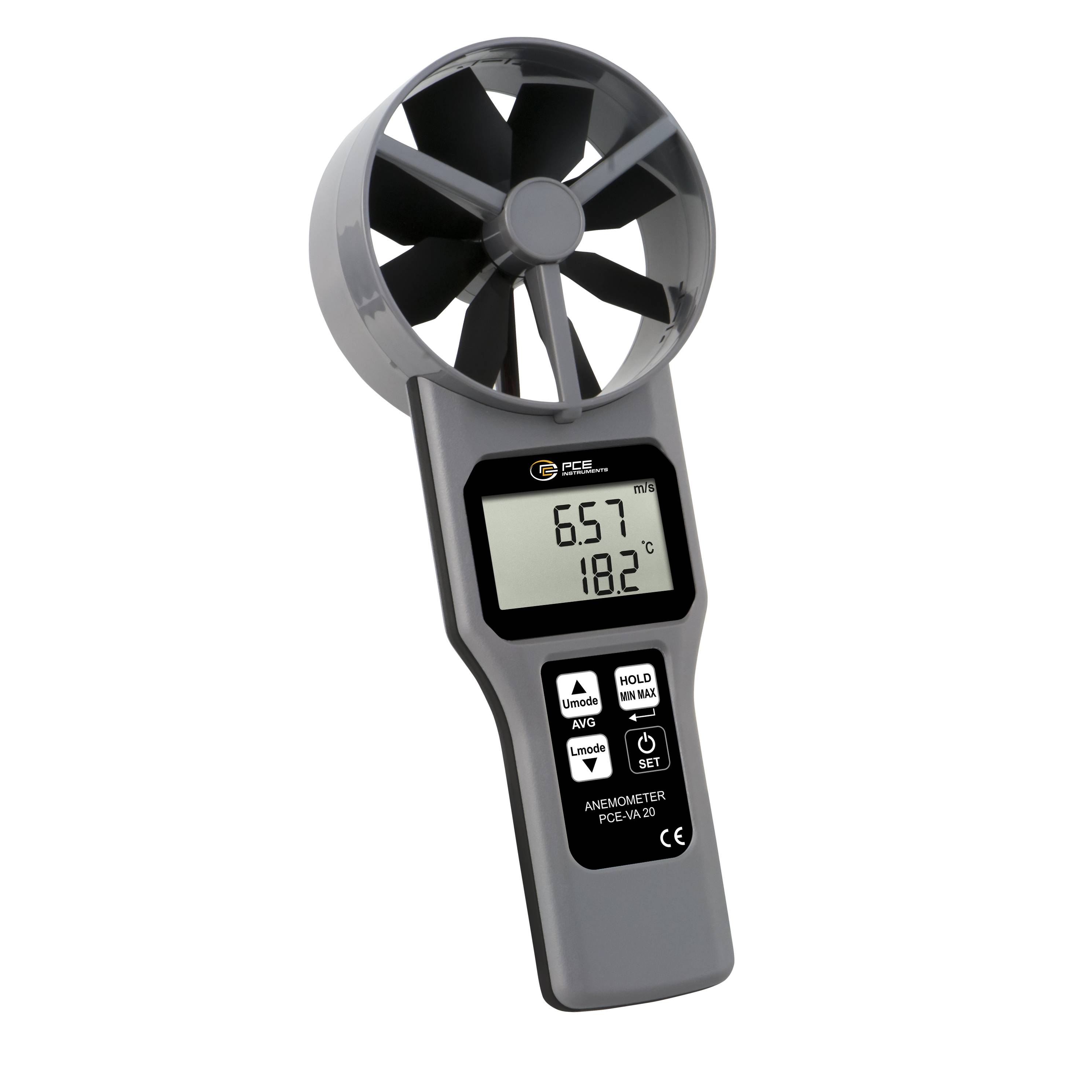 PCE Instruments Anemometer PCE-VA 20 bis 30 m/s |Windgeschwindigkeit |Volumenstrom |Temperatur |Luftfeuchtigkeit uvm.