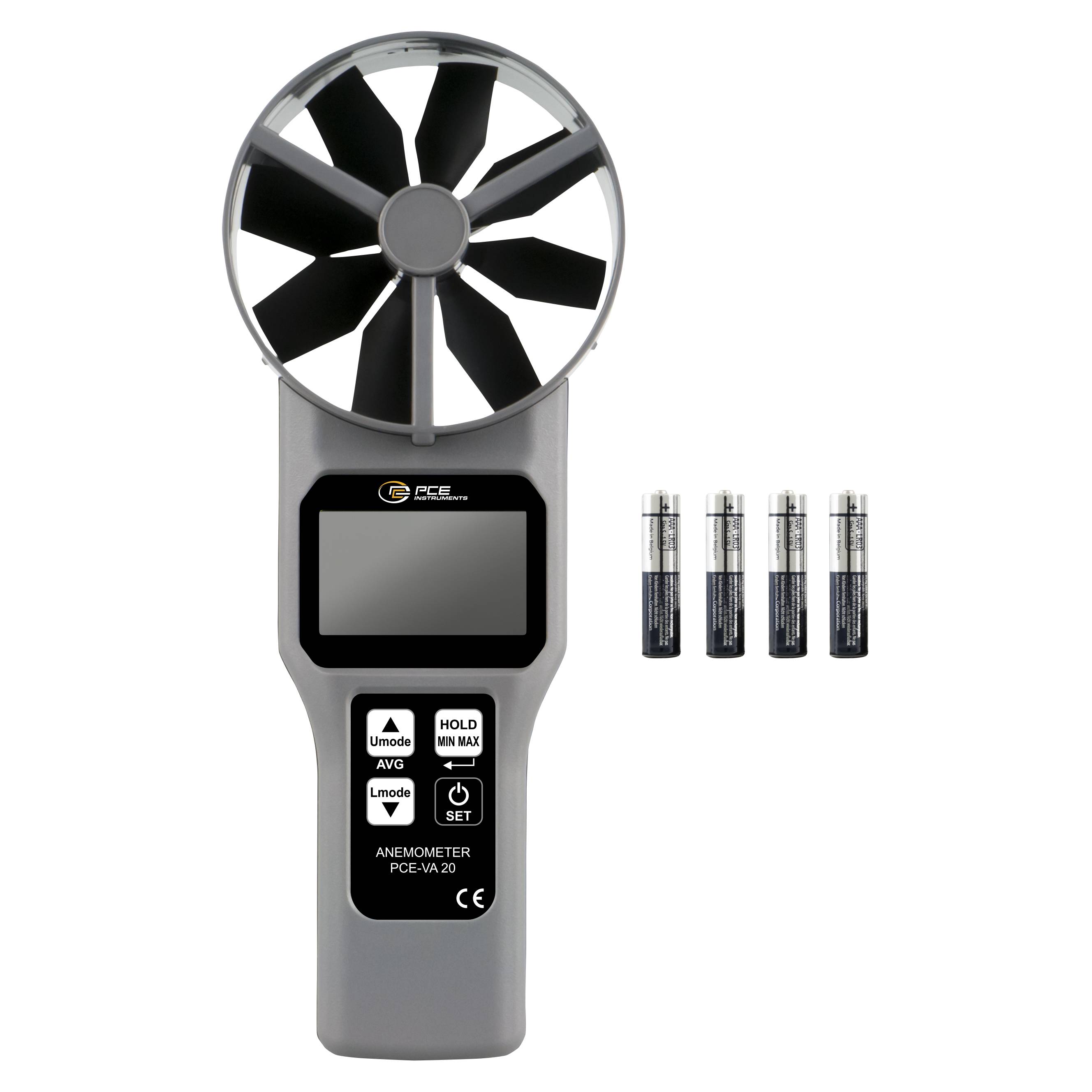 PCE Instruments Anemometer PCE-VA 20 bis 30 m/s |Windgeschwindigkeit |Volumenstrom |Temperatur |Luftfeuchtigkeit uvm.