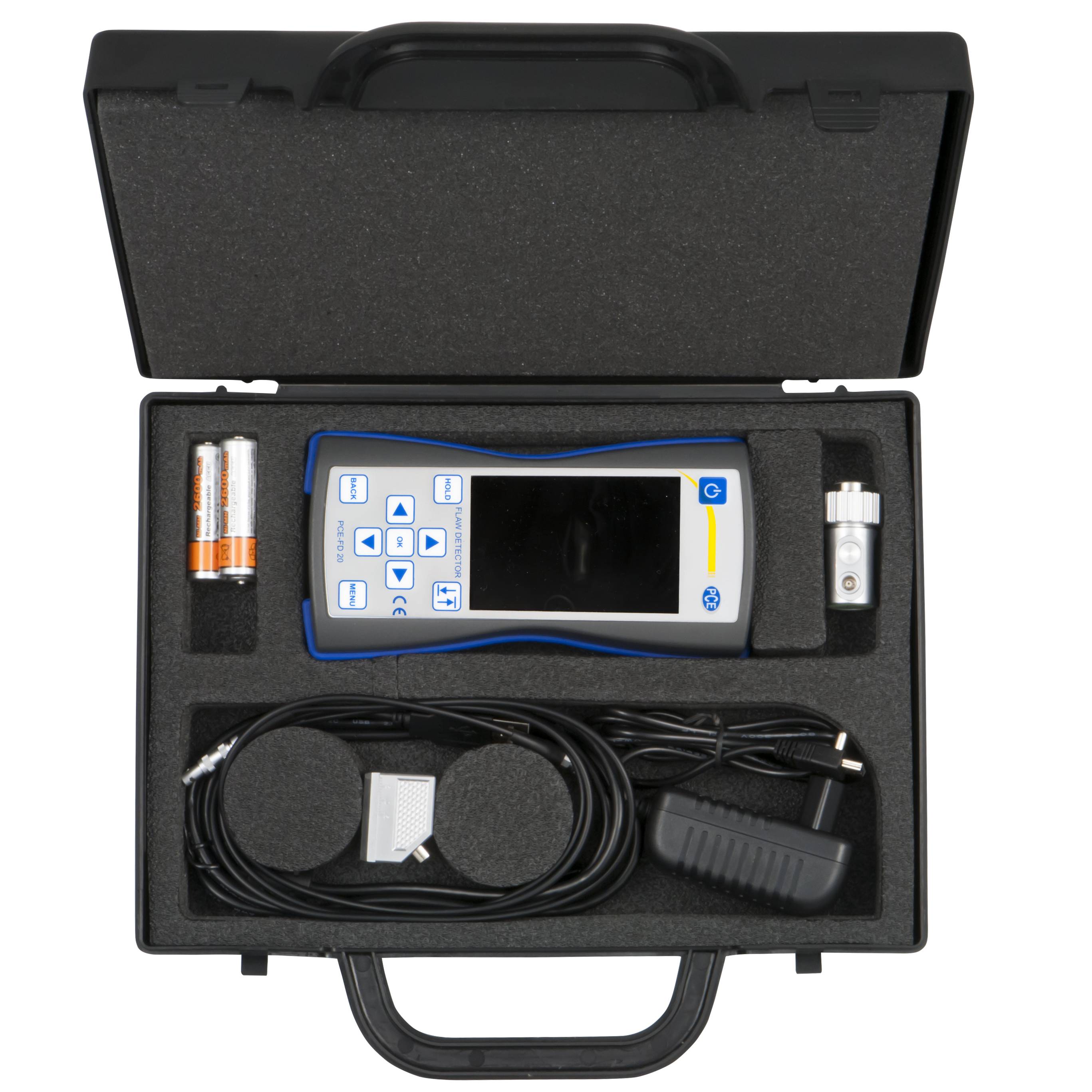 PCE Instruments Materialdickenmessgerät PCE-FD 20 Werkstoffprüfung |Frequenz 1 … 10 MHz |2 Messsonden |Sondenkabel 1,5m