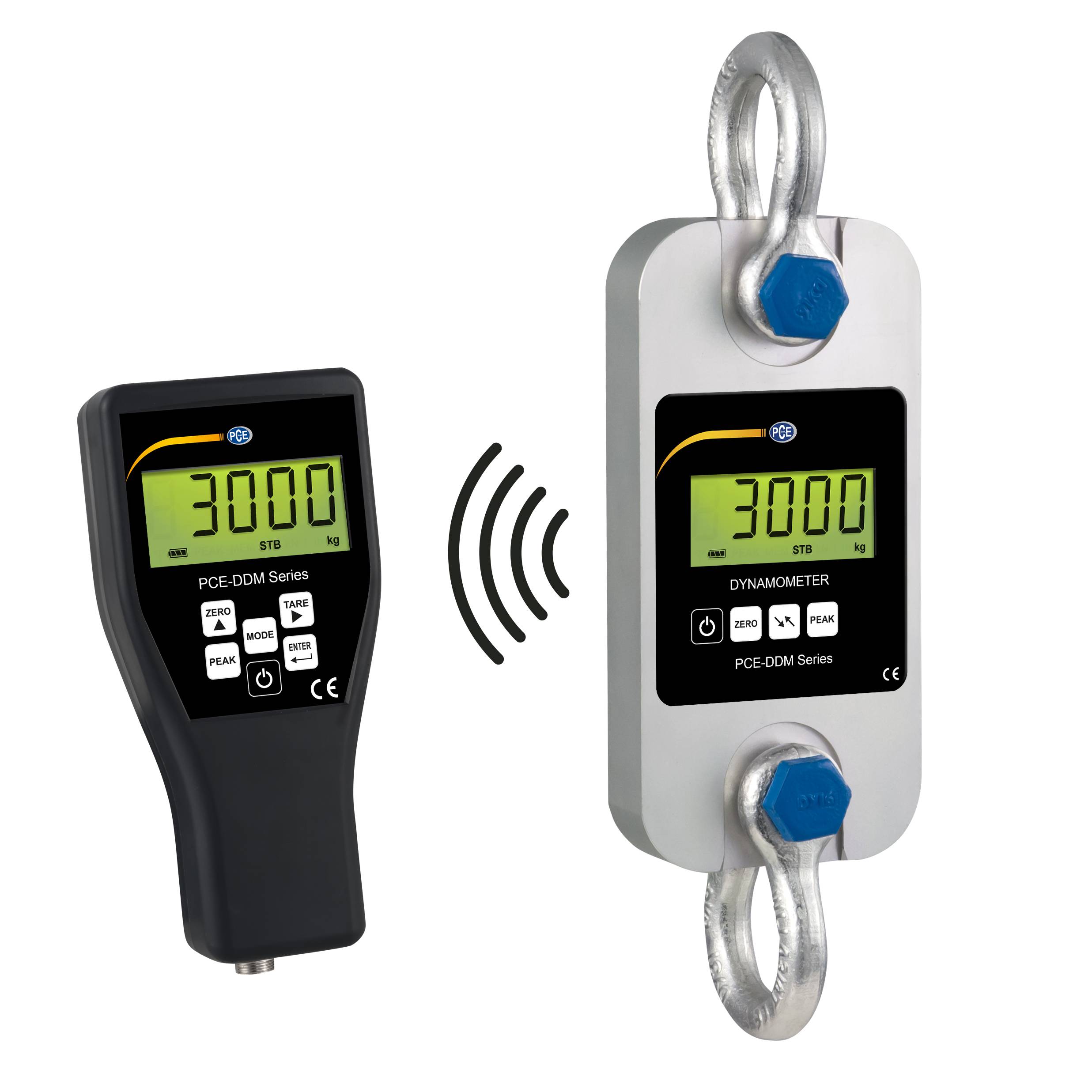 PCE Instruments Zugmesslasche PCE-DDM 3 |3.000 kg |PEAK |batteriebetrieben |Fernanzeige |Schäkel |Summierfunktion