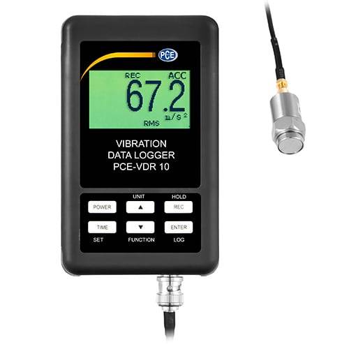 PCE Instruments Vibrations-Datenlogger PCE-VDR 10 bis 199,9 m/s² |Echtzeitmessung |RS-232 |USB |Speicher |LCD