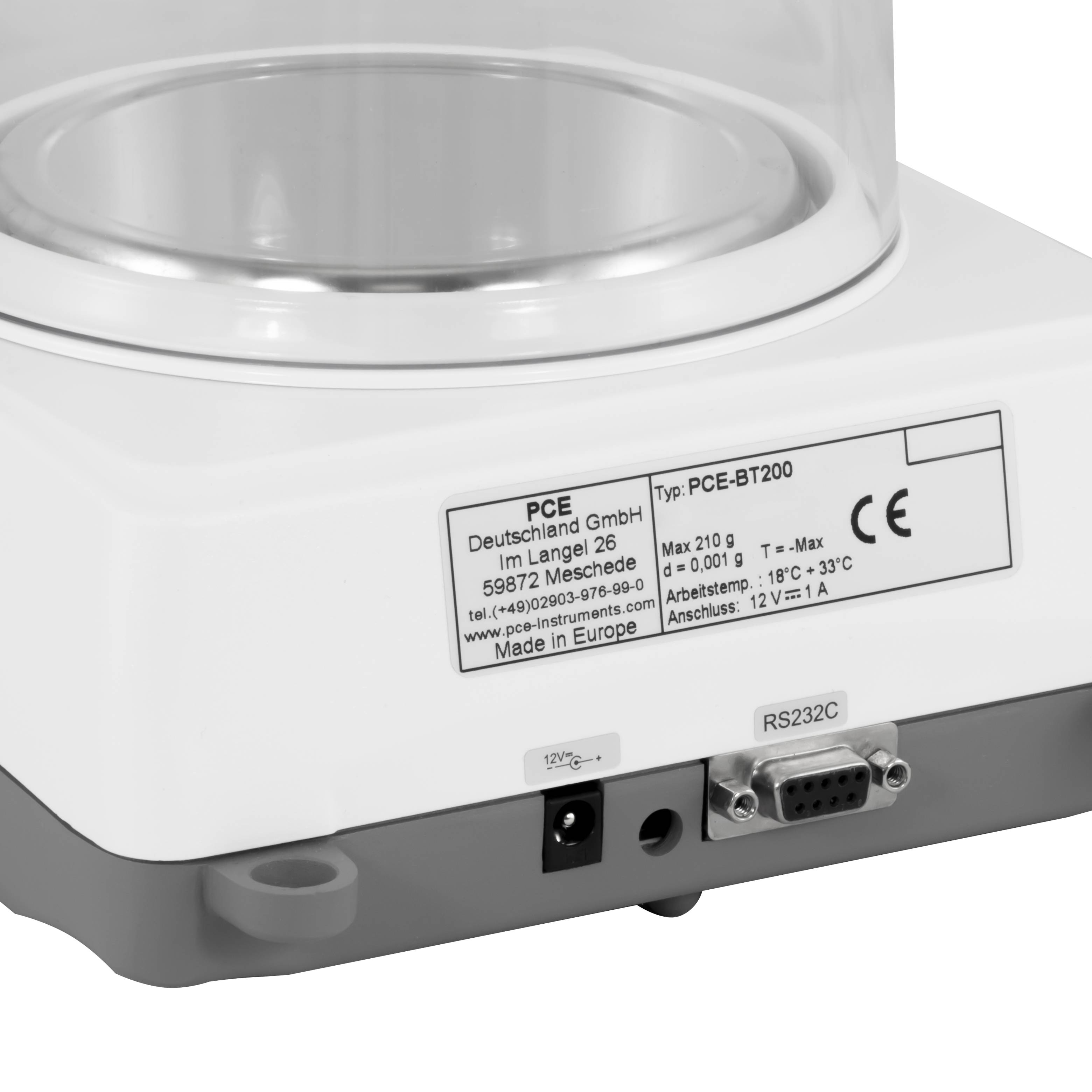 PCE Instruments Präzisionswaage PCE-BT 200 Wägebereich 210 g |Ablesbarkeit 0,001 g |Wägefläche Ø 115 mm |kalibrierfähig
