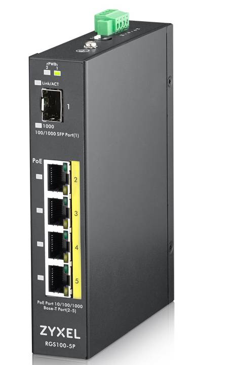 Zyxel RGS100-5P - Switch - unmanaged - 4 x 10/100/1000 (PoE+)