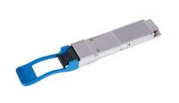 Ein elektronisches Modul oder eine Patrone mit blauem Griff und rechteckigem silbernem Gehäuse aus Metall auf weißem Hintergrund.
